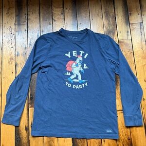 Life Is Good Men’s Medium Yeti to Party Crusher Shirt Long Sleeve Cotton Comfy